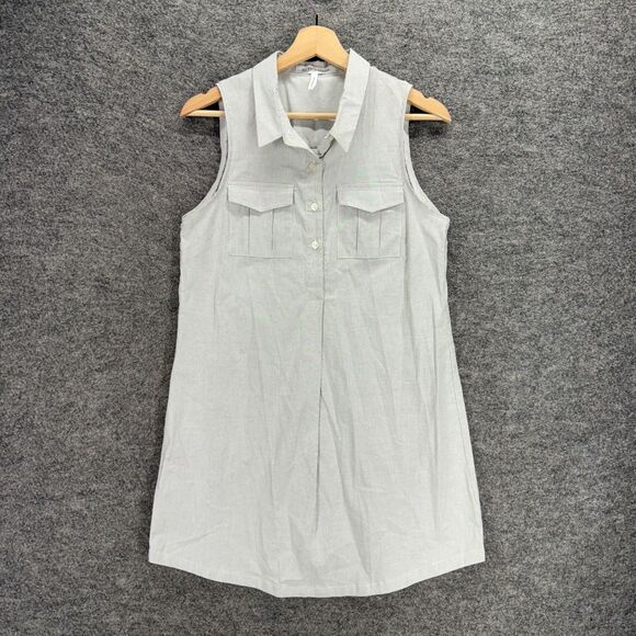 BCBGeneration Shirt Dress Women S Small Gray Midi Collared Button Sleeveless - Picture 1 of 7